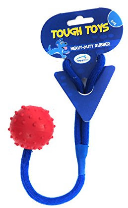 Happy Pet Studded Rope Ball Dog Toy Strong Tough Fun Interactive Chewing Floatable Playing Catch Fetch Lightweight Tugging Pulling for All Breeds 2