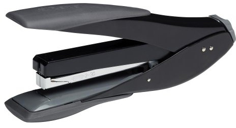 Rexel Easy Touch Low Force Stapler, 30 Sheet Capacity, Flat Clinch Stapling, Full Strip, Includes Staples, Metal Body, Black/Grey, 2102550