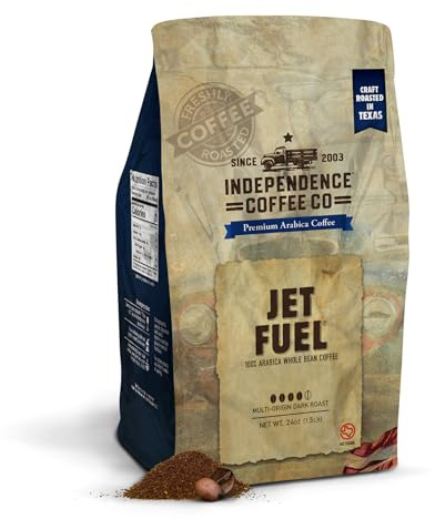 Independence Coffee Co. Jet Fuel Intense and Heavy Body, Dark Roast Whole Bean Coffee, 24 Ounce Bag (Packaging May Vary)