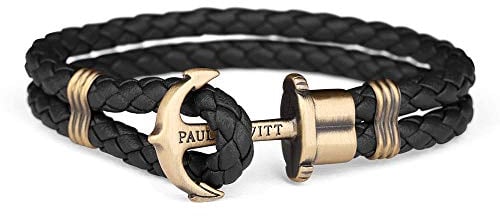 Paul Hewitt Anker Armband PHREP - Lederarmband für Männer (Schwarz), Herren Armband mit Anker Schmuck aus Messing