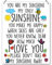 Wand-Metallschild You Are My Sunshine, Retro-Stil, Aufschrift in englischer Sprache