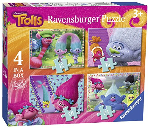 6864 Ravensburger, Kreuzform Trolle 4 in Einer Box Puzzle – 12, 16, 20 und 24 Teile