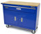 HBM Mobiler Werkzeugwagen mit Holzarbeitsplatte - 117 cm - Blau