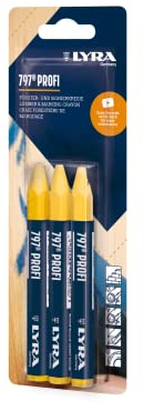 L4878006, LYRA 797® PROFI Förster- und Signierkreide (Ölbasiert) für wetterfeste Markierungen, Blister mit 3 gelben Kreiden