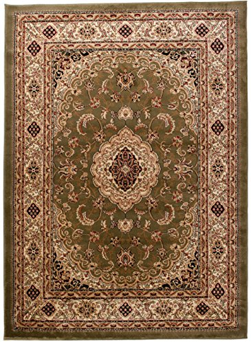 Carpeto Teppich Orientteppich Grün 300 x 400 cm Medaillon Konturenschnitt Muster Iskander Kollektion