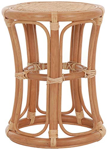 Korb-Outlet Hoher Rattan Hocker Rund Sitzhocker aus echtem Rattan/Rattanhocker Blumenhocker Beistell Hocker Fußhocker (Terracotta)