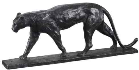 Casa Padrino Luxus Bronze Skulptur Leopard Schwarz 49 x 7 x H. 18,5 cm - Bronzefigur - Tierfigur - Deko Accessoires