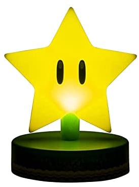 Paladone Mario Super Star 3D Icon BDP | Offiziell lizenziertes Nintendo Sammlerstück | Einzigartige Geschenkidee | Helles Nachtlicht oder Schreibtischlampe | Batteriebetrieben durch 2 x AAA, Gelb