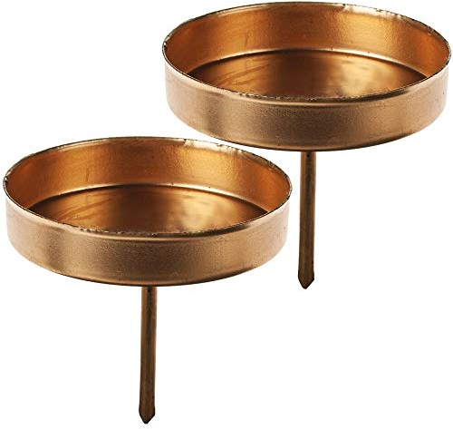 matches21 Kerzenhalter aus Metall Metallkerzenhalter für Adventskranz rund Gold mit Pick & Rand 2er Set je Ø 8x8 cm