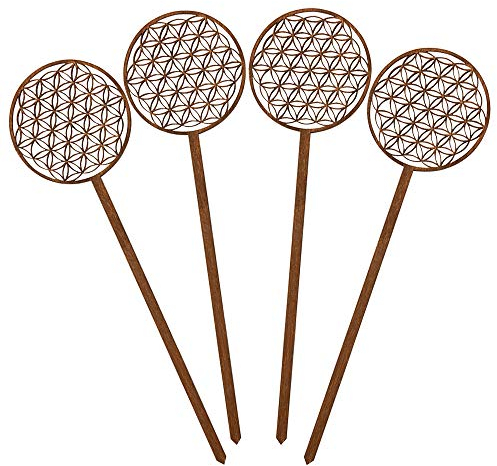 Spruchreif · Blume des Lebens aus Holz 4er Set · Blumenstecker Blume des Lebens · Esoterik Deko · Spirituelle Geschenke