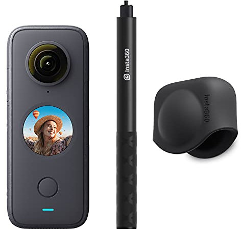 Insta360 ONE X2 360 Degree Action Camera PREMIUM Kit includes Invisible Selfie Stick + Lens Cap