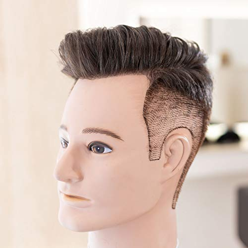Haarsystem UNDERCUT für Männer - Neu - vom Friseur perfekt zugeschnitten - gebrauchsfertig (Farbe 6 - dunkelblond)