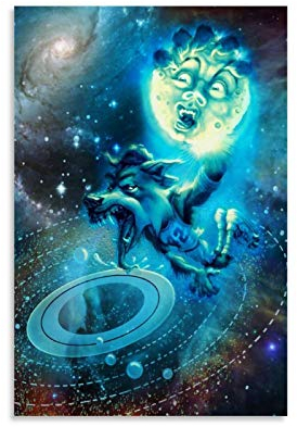 ZXCMNB Werewolf Lunar Hoops Poster dekorative Malerei Leinwand Wandkunst Wohnzimmer Poster Schlafzimmer Malerei 12x18inch(30x45cm)