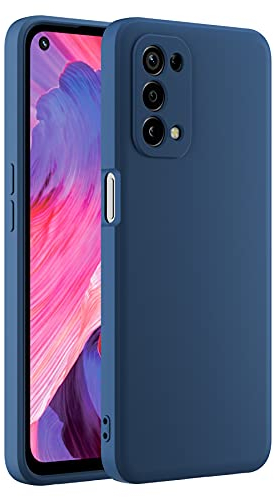 Cresee kompatibel mit Oppo A74 5G / A54 5G Hülle Case, Silikon Handyhülle mit [Kamera Schutz] [Faser-Innenraum] Anti-Scratch Dünn Schutzhülle Stoßfest Cover, Blau