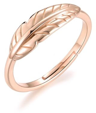 Philip Jones Rose Gold Plated Adjustable Feather Ring