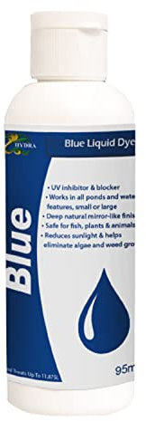 HYDRA Blue Liquid Dye 95ml - Use for Fountains, Water Features, Ponds & Lakes