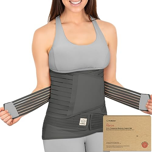 KeaBabies Revive 3 in 1 Postpartum Gürtel für Damen - Bauchgurt nach Geburt Kaiserschnitt, Rückbildungsgürtel nach Geburt, Bauchband nach Geburt, Bauchgurt Schwangerschaft (Mystic Gray, M/L)