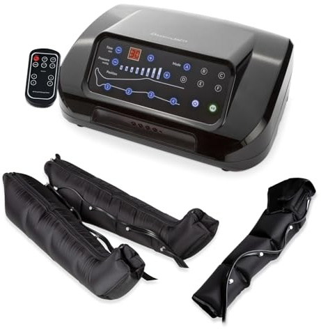 Dinamicamed | PRO 4.0 Beinmassagegerät | 4 Luftkammern | 6 Programme, verstellbarer Druck, inkl. Beinmanschetten und Armmanschette | Pressotherapy Lymphdrainage fördert Durchblutung