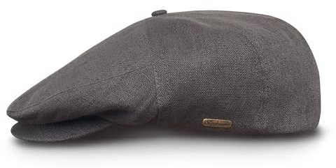 Sterkowski Modell Swede | 100% Naturleinen Schiebermütze für Herren und Frauen | Cabrio Sommer Flatcap Irische Retro Newsboy Hut Outdoor-Hut Gastby Klassische Golf Leichte Mittelgrau 62