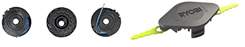 RYOBI RAC125 Lot 3 bobines Simple, 0 & Tête Double Lames Dentelées pour Coupe-Bordures RAC155 Noir