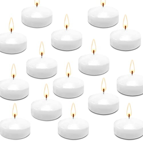 JHENG Schwimmkerzen, 5,1 cm, weiße, geruchlose, tropffreie Wachskerzen, für Zylindervasen, Hochzeiten, Partys und Feiertage, 50 Stück