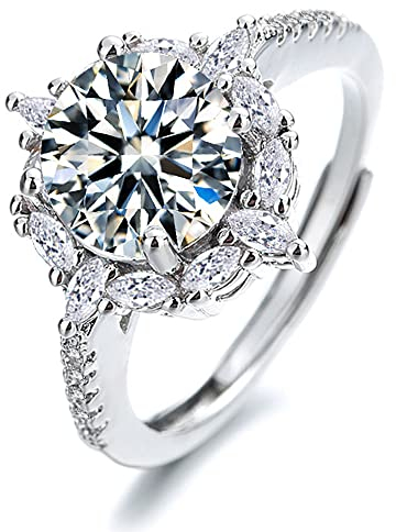 Damen Ring Sterling Silber 925 Zirkonia weiß im Brillantschliff Verlobungsring versprechen Ringe Ehering Ring für Braut Damen Jubiläum Geburtstagsgeschenk Ringe Hochzeitsfeier Schmuck mit Geschenkbox