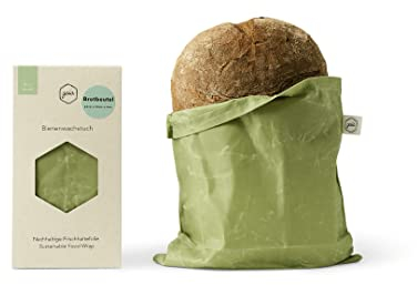 Gaia Sacs à pain en cire d'abeille bio - 100 % sans plastique - Sachets en cire d'abeille pour pain et aliments - Sac à pain bio à garder au frais (vert, L)