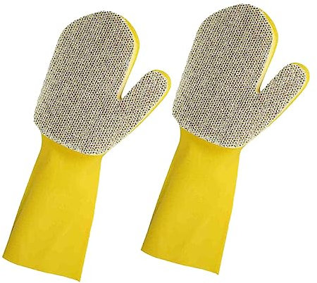 Yardwe 2 Pièces Gants De Nettoyage En Latex Gants En Latex Avec Tampon à Récurer Gants De Nettoyage De Piscine Gants Propres à Manches Four Éponge Nourriture Manche Longue Homme