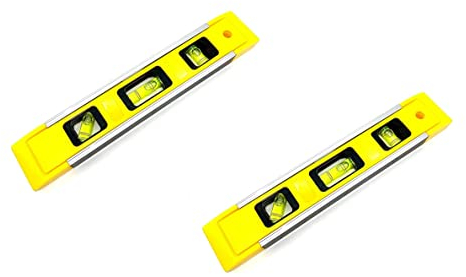 NARYAL Spirit Level Magnetic - Small, Unbreakable and Magnetic Torpedo Level with 2 Level Bubbles - Boat Level - Scaffold Level for Builders, Home DIY, Brick Laying Yellow Colour (1UNIT)