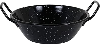 Tradineur - Paellera honda esmaltada - Fabricado en España - Apta para gas, vitrocerámica, cocina eléctrica y lavavajillas (Negro, Ø 20 cm)