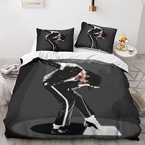 taimowei Michael Jackson Bettbezug-Set Weiches Mikrofaser-Bettwäsche-Set Für Erwachsene Teenager Kinder 3 Stück Mit Reißverschluss Für Heimtextilien Double(200x200cm)