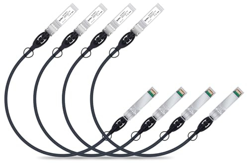 ipolex Câble en cuivre 10G SFP+ (0,5 mètre), DAC SFP+, câble en cuivre à connexion directe 10GBASE-CU, compatible avec Cisco, Ubiquiti, Meraki, Mikrotik, Intel, etc.4-Pack