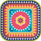 Unique 73445EU Eco-Friendly Square Paper Plates-23 cm-Boho Fiesta Party-8 Count (Pack of 1), Multicolour