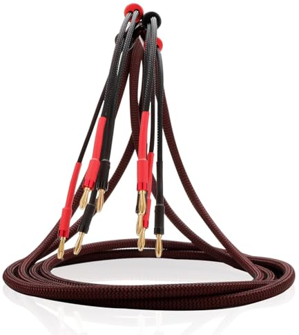 YuanYong 13 AWG Lautsprecherkabel Bananenstecker High-End Stromkabel Hifi Netzkabel Geflochtenes Abgeschirmtes Kupfer OFC Lautsprecherkabel Mit Magnetischen Ringen FüR Audio,Heimkino(Paar)(3M/9.9Ft)
