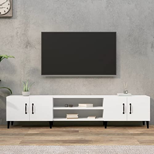Mobile Porta TV Bianco 180x31,5x40 cm in Legno Multistrato, Entertainment Center, TV per Soggiorno, Supporto TV, per Soggiorno o Salotto