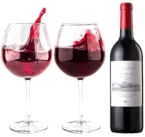 Lot de 2 Grands Verres à Vin (750 ml/25 oz). Verres à Vin Rouge Géants, Vin Blanc, Cocktail, Aperol Spritz, Verriere Tige Extra Large