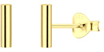 LÖB Damen Ohrringe 925 Silber Gold Vergoldet Stab Linie Ohrstecker 8mm Stecker Modern Minimalistisch Geometrisch Klein Kurz | Geschenke für Frauen Sie Ehefrau Freundin Mama Mutter