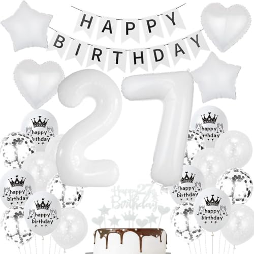 Luftballons 27. Weiß, 27 Geburtstag Deko Weiß, 27. Geburtstag Frau Mann Deko, 27 Geburtstag Weiß Luftballons, 27 Jahre Weiß Luftballon, 27 Jahre Party Deko Weiß, Ballon 27 Jahre Party Deko