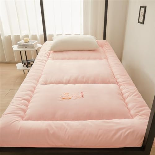 FZKun Matelas Futon Pliable 1 Place, Matelas de Sol Japonais Portable Pliable Tatami Lit Futon Doux Matelas d'appoint Matelassé pour Lit de Couchage Simple (Rose,0.9 * 1.9m)