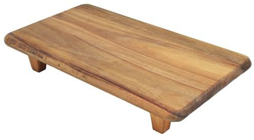 Acacia Wood Serving Platter with Stand, Rectangular Wooden Serving Tray for Fruit Cheese Snacks Appetizer Food Display Tray, Food Presentation Board (41 x 23 x 7cm)