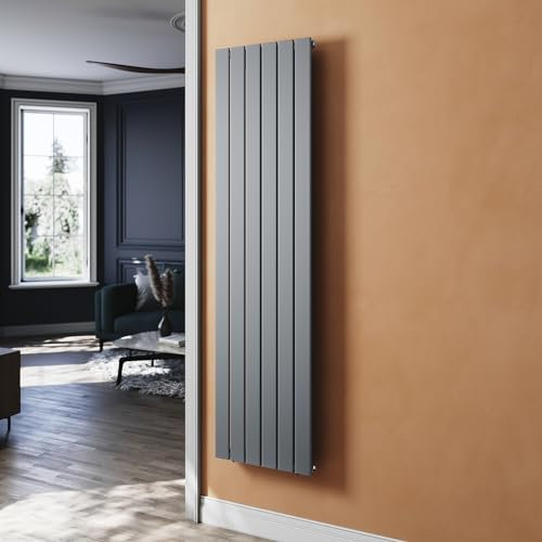 SUNXURY Radiatore piatto, colore antracite, 1800 x 465 mm, radiatore per bagno, design verticale, monostrato, con attacco centrale