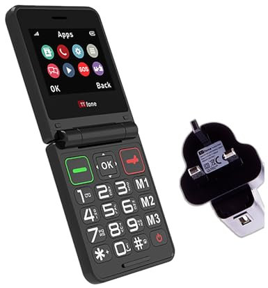 TTfone TT660 Flip Mobile Phone for Seniors - Folding Design, Big Buttons, Emergency Assistance, Long Battery Life (with Mains Charger)