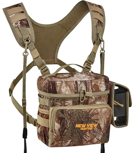 New View Harnais binoculaire avec sac de télémètre amovible, sangle bino réglable et protection contre la pluie – Idéal pour la chasse, la randonnée et l'observation des oiseaux, M