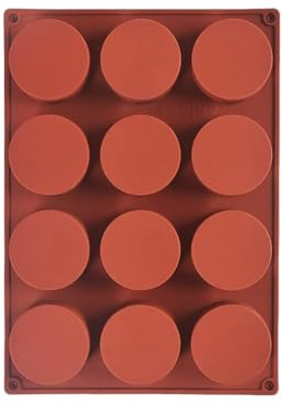 Selecto Bake Molde cilíndrico de silicona, 12 cavidades redondas, moldes cilíndricos para pasteles, jabón, molde de galletas de chocolate, bomba de baño, pastel de queso, mini pastel de chocolate