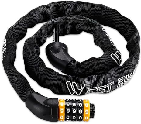Candado para Bicicleta Candado de Combinación Antirrobo, 120cm Antirrobo de Combinación de 5 Dígitos Candado, Candado de Cadena Plegable para Bicicleta, MTB, scooter, moto, puerta, valla