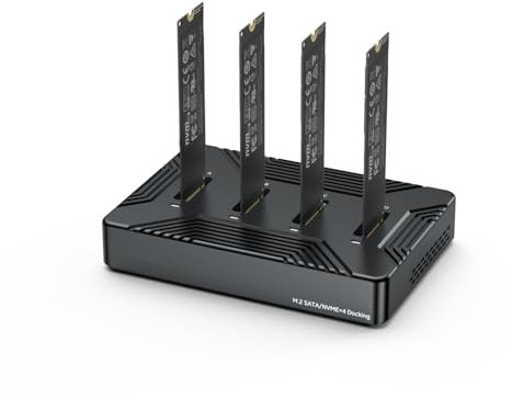 4 Bay NVME/SATA Docking Station, Aluminum USB C SSD Enclosure Adapter for M.2 NVME SATA SSD B Key and B+M Key, USB 3.2 Gen 2 10Gbps External Hard Drive Reader Case for 2230/42/60/80/110 M.2 SSD