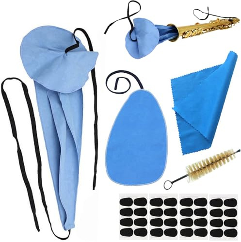 Alto/Tenor/Soprano Saxophone Cleaning Swab Kit, Microfiber Sax Cleaning Cloth for Alto Tenor Clarinet Flute and other Wind & Woodwind Strument, Clarinet Flute Trumpet Cleaning Kit, Mouthpiece Brush