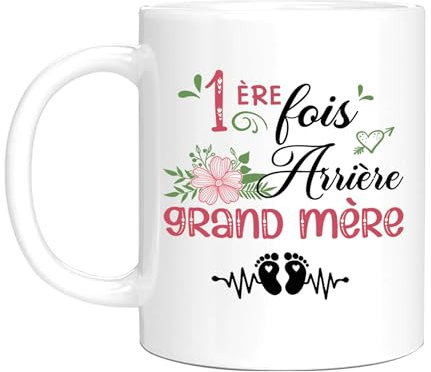 HALUMI Mug Pour Future Arrière Grand Mère - Tasse Originale Première Fois Arrière-Grand-Mère - Idée Cadeau Annonce Grossesse Enceinte Bébé - Mug En Ceramique Bicolore 330ml 440ml