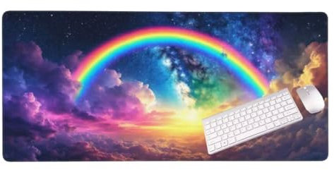 Tapis de Souris Arc - en - Ciel de rêve 1200x600x3 MM Grand Tapis Souris XXL, Tapis de Bureau sous Main avec Base en Caoutchouc antidérapante, Tapis Souris pour Clavier et Bureau Decoration S-9190