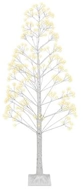 Arbre de Noël Style Scandinave Artificiel 180 cm avec Lumières LED Intérieur Extérieur PE Enneigé Blanc Balini